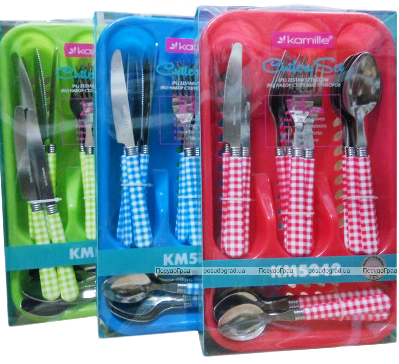 Набор столовых приборов Kamille Elegance Set 24 предмета и подставка пластиковая