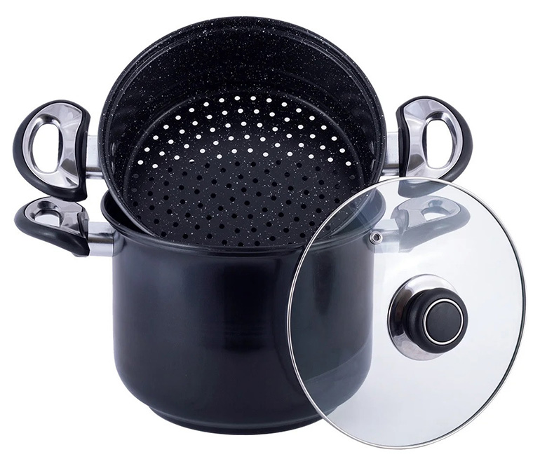 Пароварка Kamille Andrews 1-рівнева Ø26см (8л), вуглецева сталь