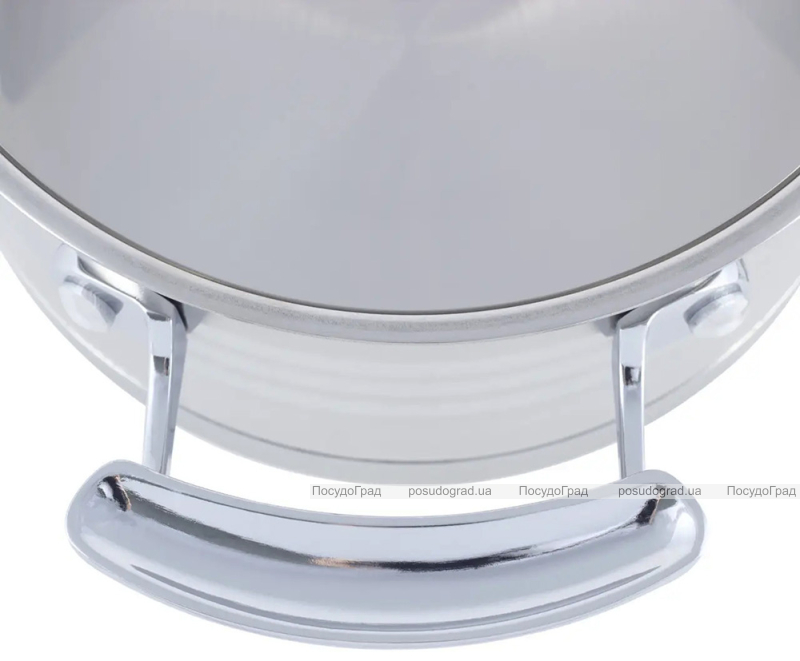 Набір 3 каструлі Kamille Casserote 1.7л, 2.4л, 3.1л з нержавіючої сталі зі скляними кришками