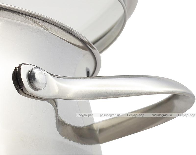 Набір 3 каструлі Kamille Fine Silver Pen 2.1л, 3.7л і 6.1л з нержавіючої сталі зі скляними кришками