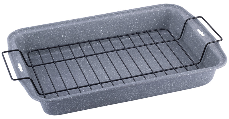 Деко Kamille Marble для випічки 37.5х26х5см з решіткою для гриля