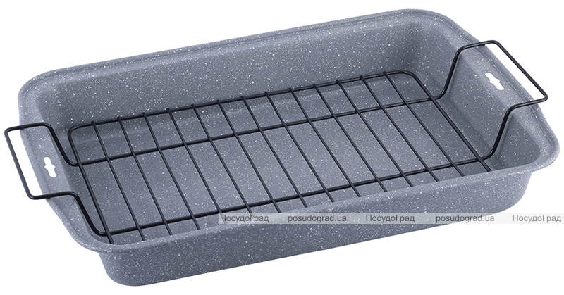 Деко Kamille Marble для випічки 37.5х26х5см з решіткою для гриля