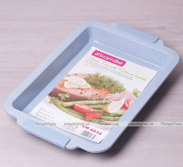 Форма для випічки Kamille Marble 40.5х27х4.5см з силіконовими ручками