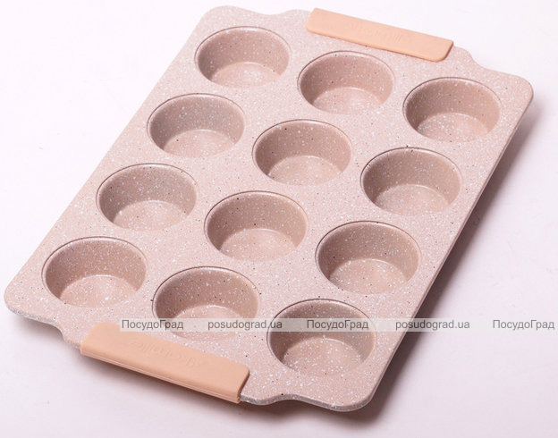Форма для выпечки кексов Kamille Marble 38х26см, 12 ячеек
