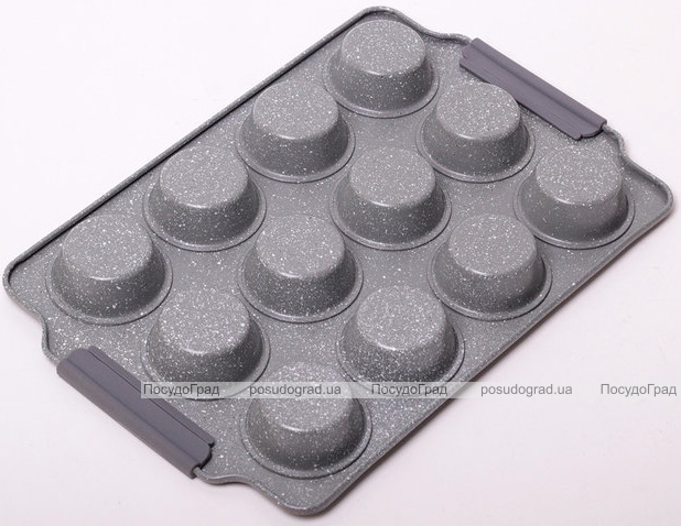 Форма для выпечки кексов Kamille Marble 38х26см, 12 ячеек