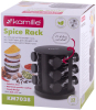 Набор емкостей для специй Kamille Spice Rak Black 12 спецовников на круглой подставке