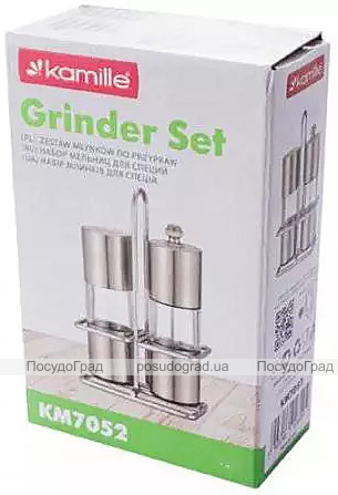 Набір для спецій Kamille Grinder Set перцемолка та сільничка на підставці 10х14.5см