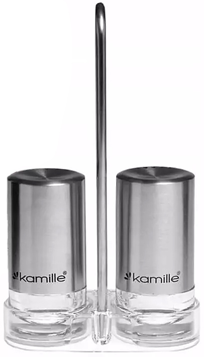 Набір для спецій Kamille Grinder Set перечниця / сільничка 2х40мл на сталевій підставці 10х17см