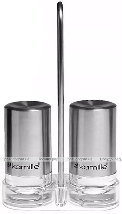 Набір для спецій Kamille Grinder Set перечниця / сільничка 2х40мл на сталевій підставці 10х17см