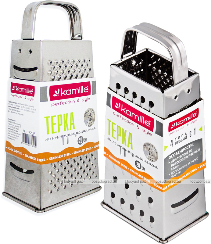 Терка-шинківниця Kamille 21см 4х гранна монометалічна