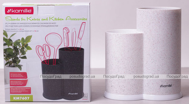 Колода для ножів Kamille Brash Stand подвійна 22см пластикова