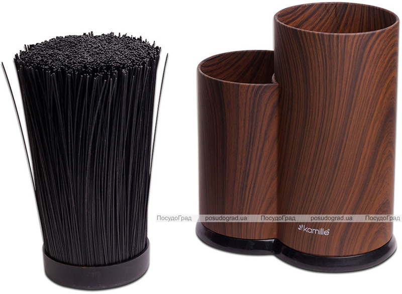 Колода для ножів Kamille Brash Stand Wood 22.5см пластикова подвійна