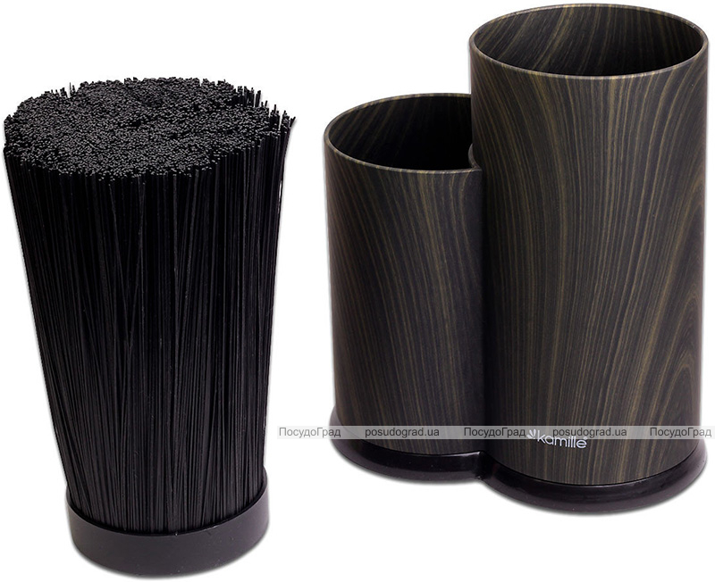 Колода для ножів Kamille Brash Stand Ebony 22.5см пластикова подвійна