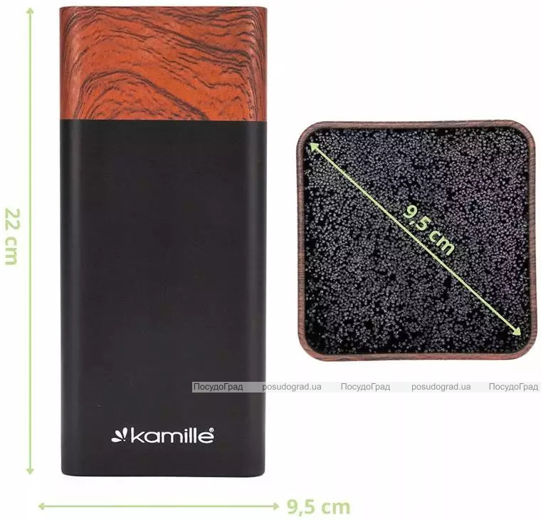 Набор 5 кухонных ножей Kamille Acacia Black с подставкой-колодой