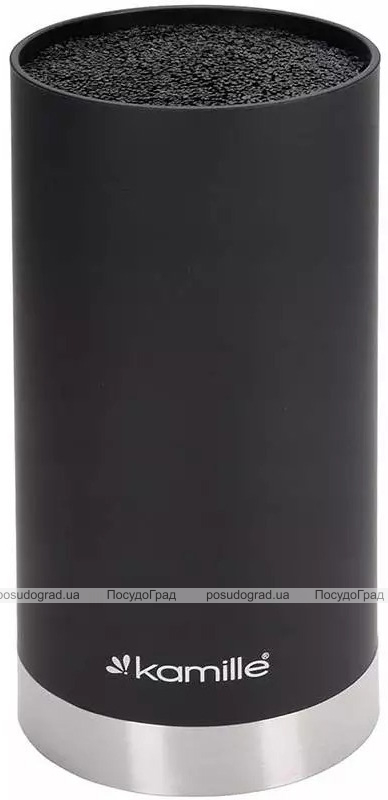 Подставка Kamille Black&Silver, колода для ножей Ø11х22см с полипропиленовым наполнителем