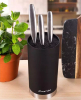 Подставка Kamille Black&Silver, колода для ножей Ø11х22см с полипропиленовым наполнителем