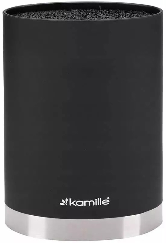 Підставка Kamille Black&Silver, колода для ножів 16х7х22см з поліпропіленовим наповнювачем