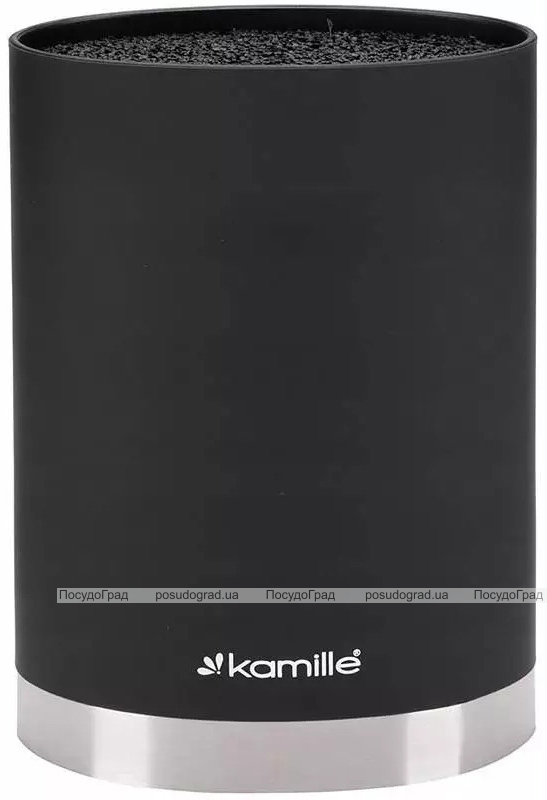 Підставка Kamille Black&Silver, колода для ножів 16х7х22см з поліпропіленовим наповнювачем