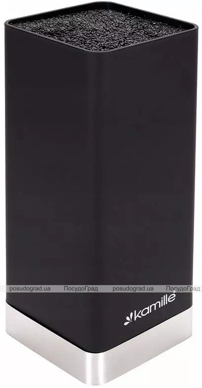 Подставка Kamille Black&Silver, колода для ножей 9.5х9.5х22см с полипропиленовым наполнителем