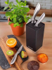Подставка Kamille Black&Silver, колода для ножей 9.5х9.5х22см с полипропиленовым наполнителем