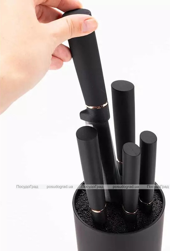 Набор 5 кухонных ножей Kamille Black&Rose с подставкой-колодой