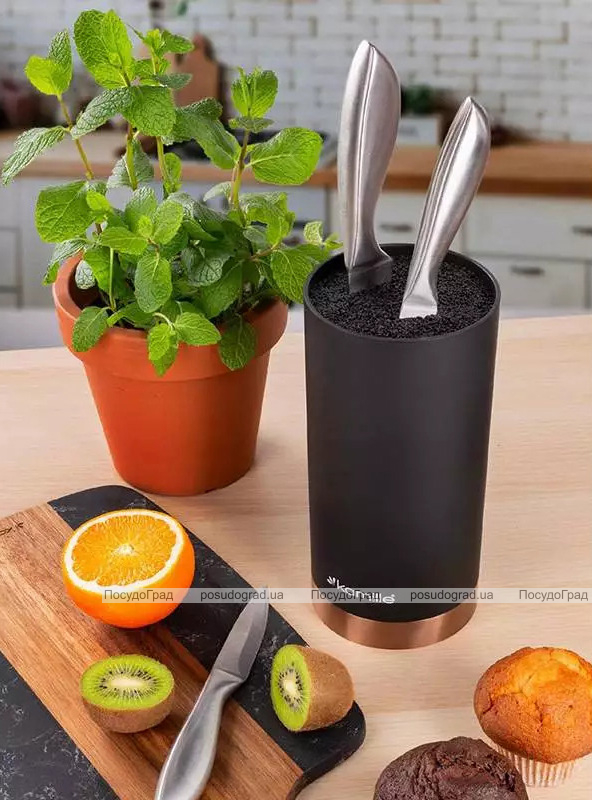 Подставка Kamille Black&Rose, колода для ножей Ø11х22см с полипропиленовым наполнителем