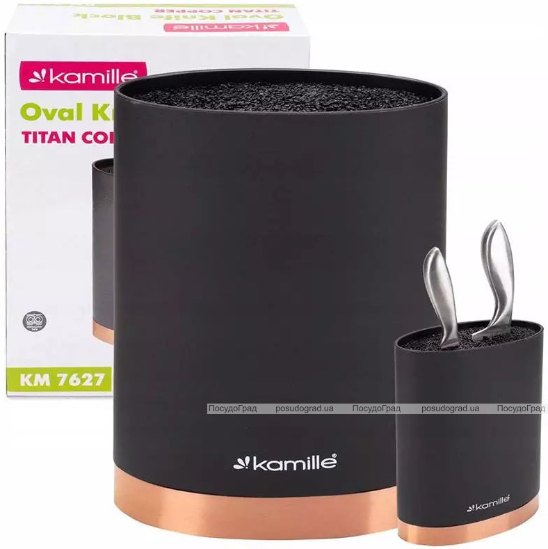 Подставка Kamille Black&Rose, колода для ножей 16х7х22см с полипропиленовым наполнителем