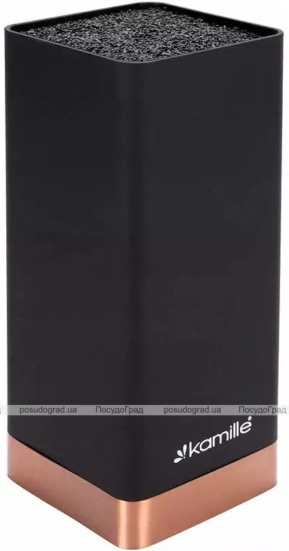 Подставка Kamille Black&Rose, колода для ножей 9.5х9.5х22см с полипропиленовым наполнителем