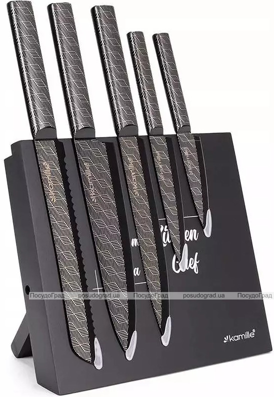 Набор 5 кухонных ножей Kamille Magnetic на магнитной подставке