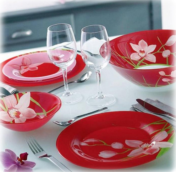 Столовий сервіз Luminarc Red Orchis на 6 персон 19 предметів