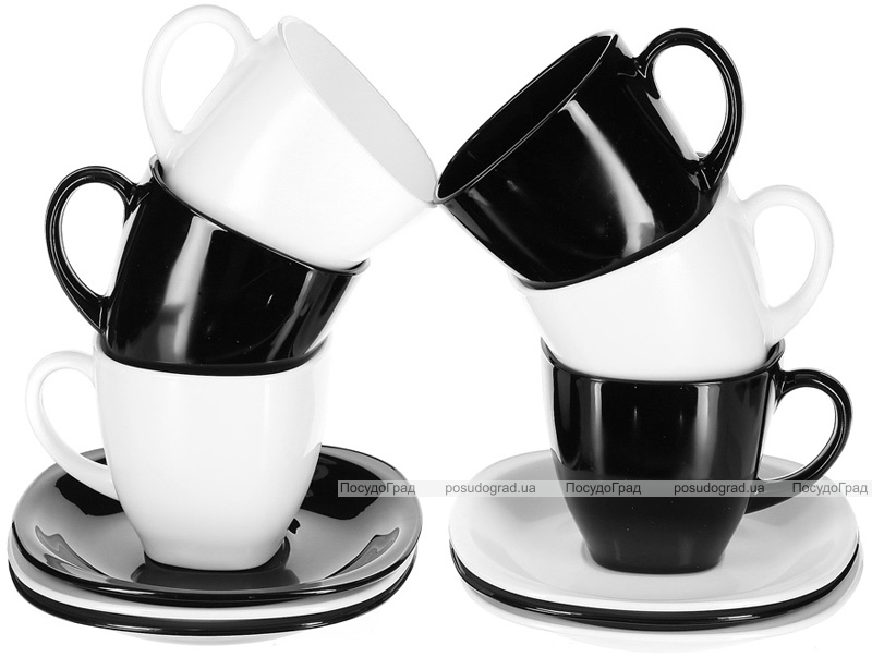 Чайный сервиз Luminarc Carine Black&White 6 чашек 220мл и 6 блюдец