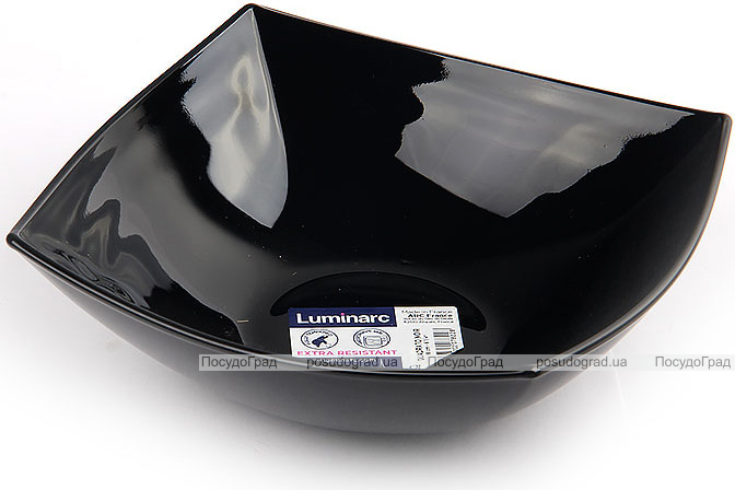 Набір 6 квадратних салатників Luminarc Quadrato Black 24см, склокераміка