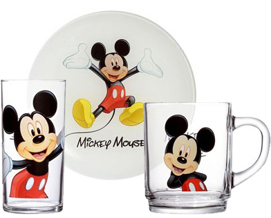 Дитячий набір Luminarc Mickey Mouse 3 предмети: кружка, стакан, тарілка для хлопчика