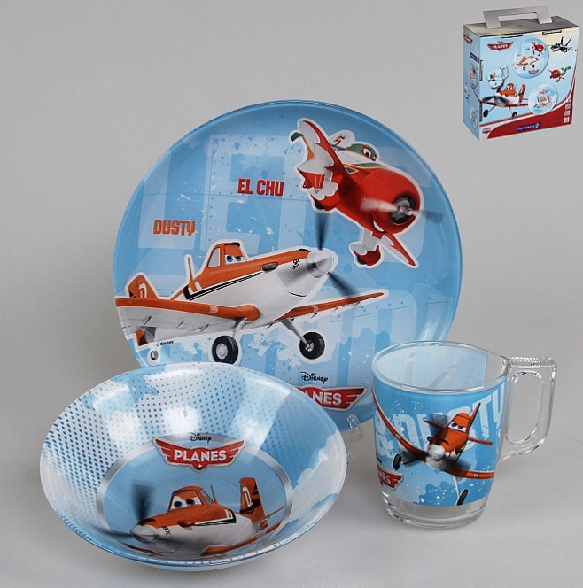 Дитячий набір Luminarc Disney Planes 3 предмети: піала, кружка, тарілка