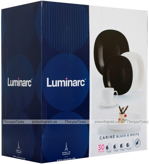 Столовий набір Luminarc Carine Black&White 30 предметів на 6 персон