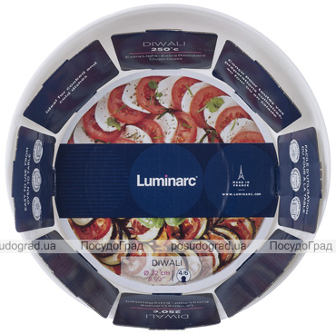 Форма (блюдо) для запекания Luminarc Diwali White круглая Ø22см из стеклокерамики