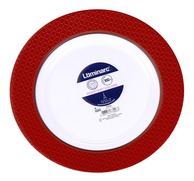 Набор 6 десертных тарелок Luminarc Soen Red Ø19см, стеклокерамика