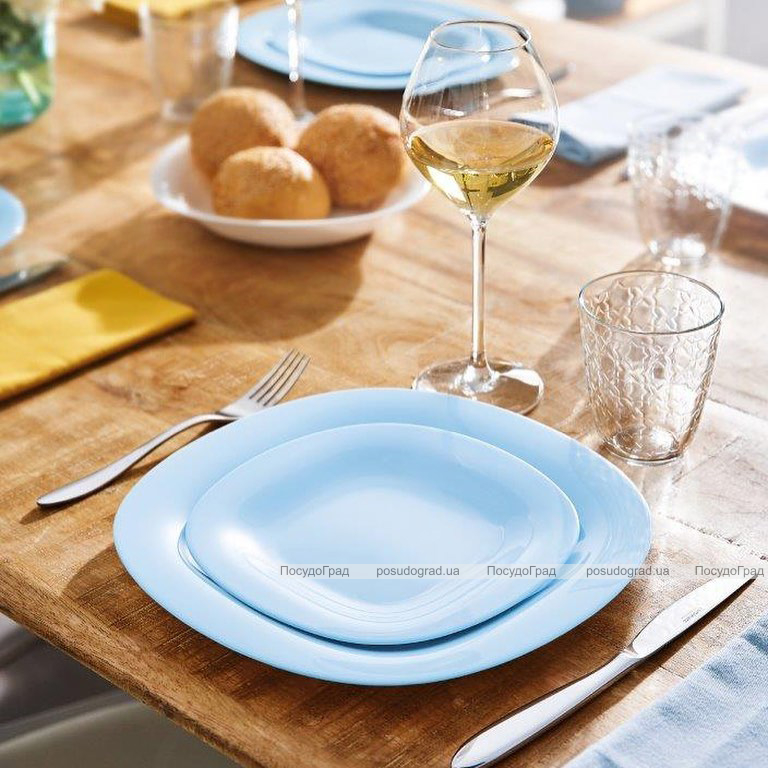 Набір 24 супових тарілки Luminarc Carine Light Blue, квадратні 21см