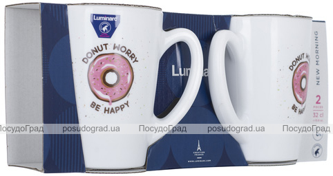 Набір 2 кружки Luminarc New Morning Donut Worry 320мл, склокераміка