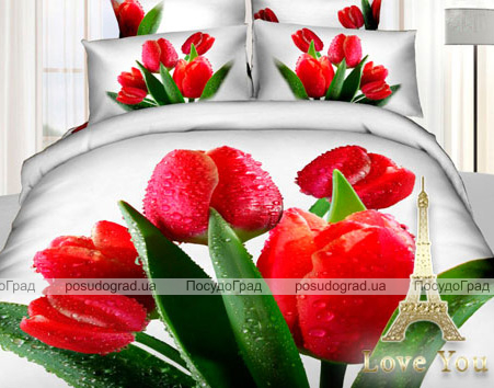 Комплект постільної білизни Love You Сатин 3D "Блиск" Сімейний