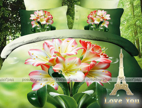 Комплект постільної білизни Love You Сатин 3D "Гламур" Євро
