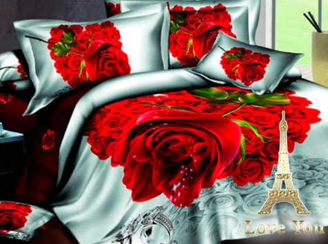 Комплект постельного белья Love You Сатин 3D "Счастье" Семейный