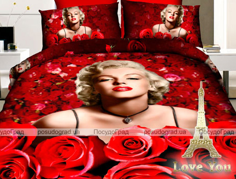 Комплект постільної білизни Love You Сатин 3D "Монро" Полуторний