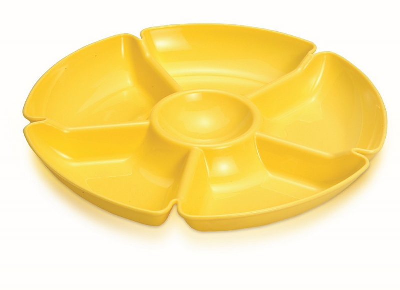 Менажница Ucsan Frosted Bowl пластиковая Ø28см, 6 секций (тарелка для закусок)
