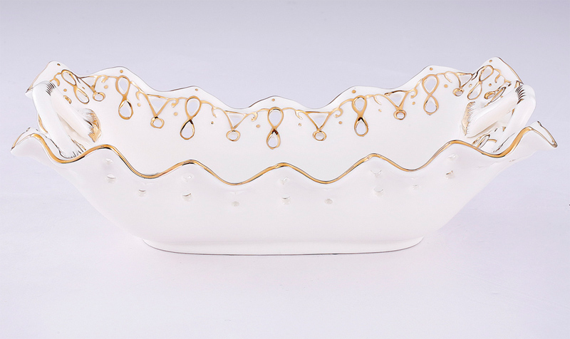 Блюдо Milleroy&House "Gold on White" сервіровочне 27х11см прямокутне