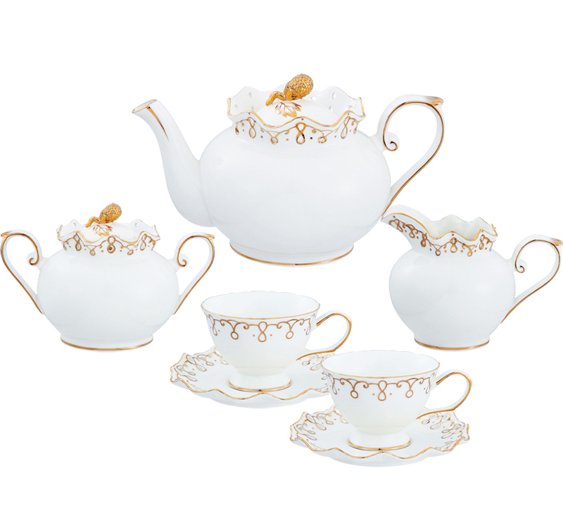 Чайний сервіз Milleroy&House "Gold on White" 220мл 15 предметів на 6 персон