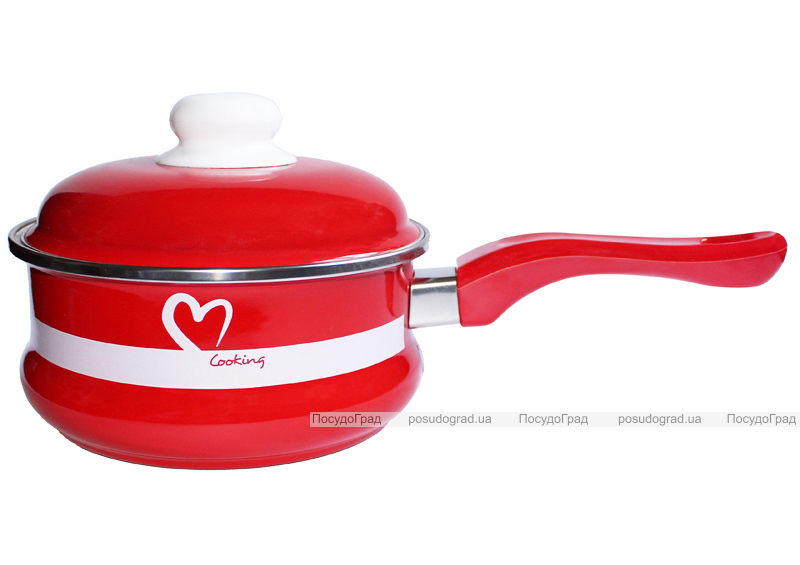 Ковш эмалированный Metrot "I love Cooking" 1,5л с крышкой