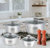 Набір 4 каструлі Ofenbach Casserole із нержавіючої сталі (1.1л, 1.7л, 2.4л, 3.4л) зі скляними кришками