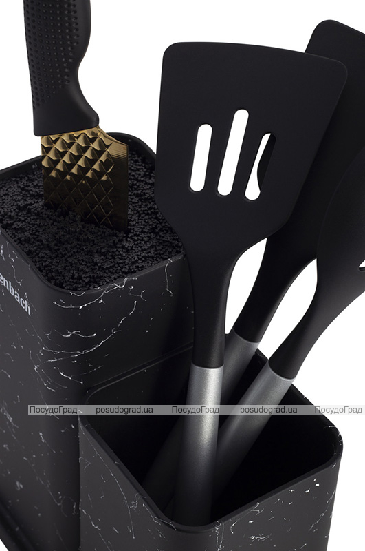 Підставка-колода Ofenbach Black Marble для кухонних ножів і ножиць 21.5х13х23см подвійна