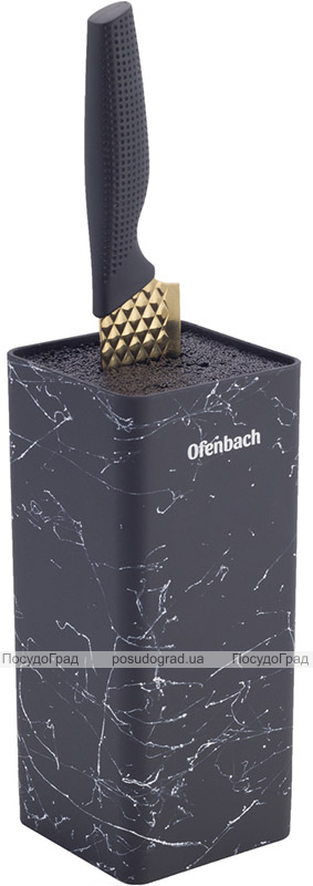 Підставка-колода Ofenbach Black Marble для кухонних ножів і ножиць 9х9х22см